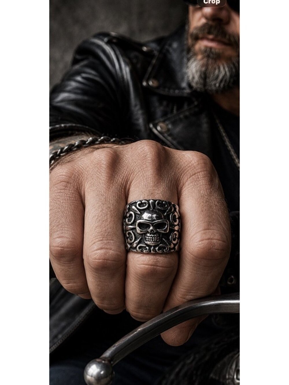 Men's 316L Stainless Steel Skull Sunglasses Gothic Biker Ring Size 8.5 Punk
